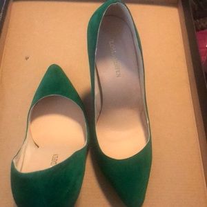 8M green suede heels
